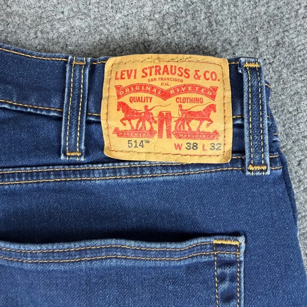 Levis 514 Straight Fit Jeans Mens 38x32 Dark Wash Indigo Denim Pants